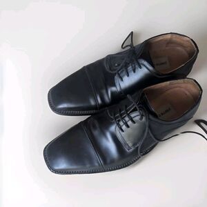 Pierre Cardin "Davis" Black Square Cap Toe Derby Shoes  Mens Size US 10.5 M
